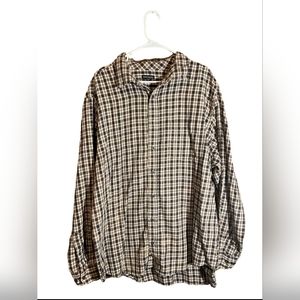 George Tan/Brown Button-Front Flannel, Size 2XL